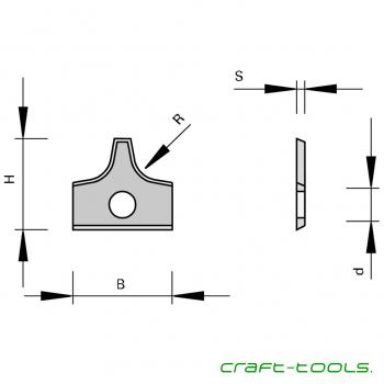 Stehle 50811825  Radius-Wechselplatten mit 2 Schneidradien und Bodenfase Zeichnung